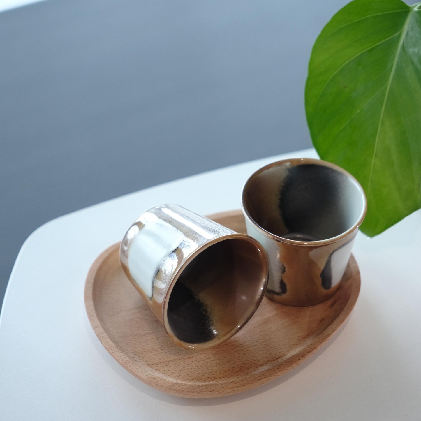 Twilight Bronze Glaze Studio pottery cups set
