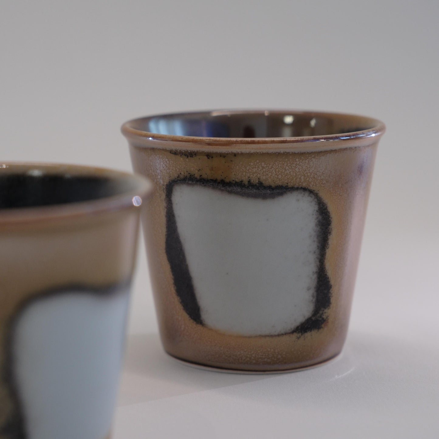 Twilight Bronze Glaze Studio pottery cups set