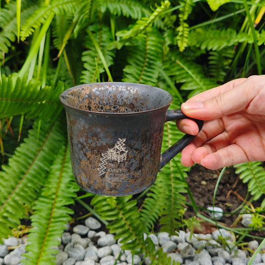 Custom Couple Mug Set, Handmade Stoneware Cups, Rustic Garden Design Mugs, Unique Gift for Two