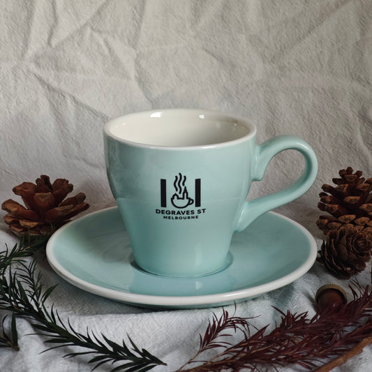 Custom Coffee Cup and Saucer Set, Personalized Cafe-Style Mugs, Branded Corporate Gift, Durable Logo Drinkware