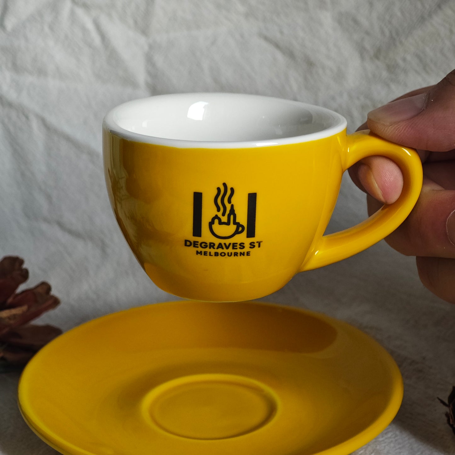 Custom Coffee Cup and Saucer Set, Personalized Cafe-Style Mugs, Branded Corporate Gift, Durable Logo Drinkware