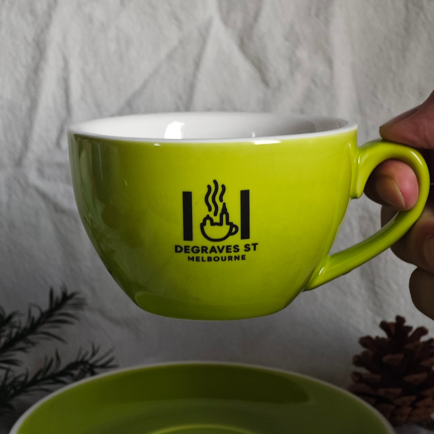Custom Coffee Cup and Saucer Set, Personalized Cafe-Style Mugs, Branded Corporate Gift, Durable Logo Drinkware