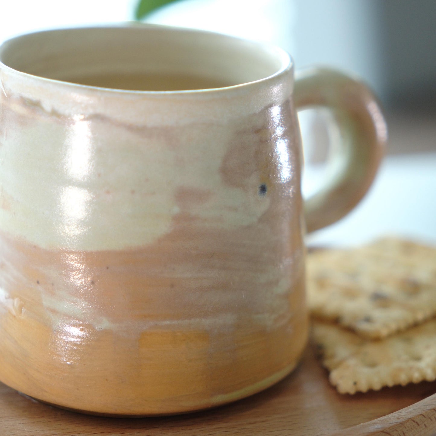 Pottery mug for Cappuccino, Hand Thrown Narrow Lip