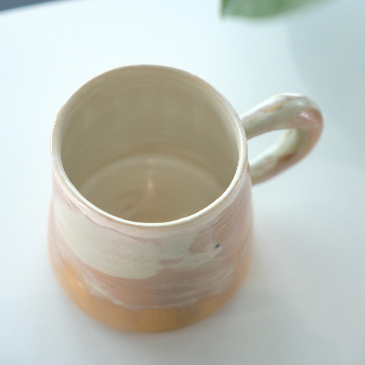 Pottery mug for Cappuccino, Hand Thrown Narrow Lip