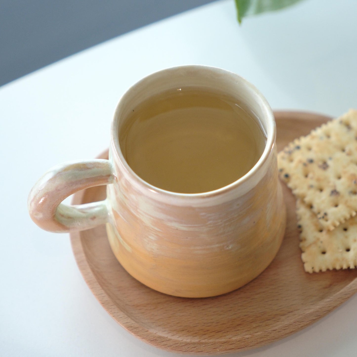 Pottery mug for Cappuccino, Hand Thrown Narrow Lip