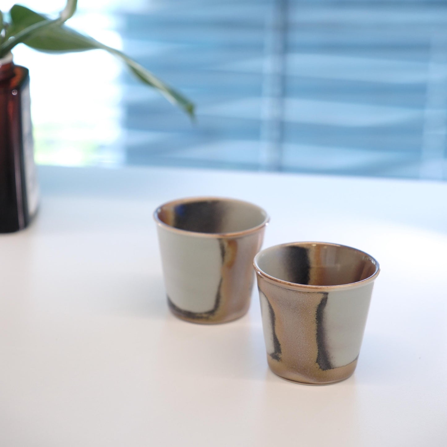 Twilight Bronze Glaze Studio pottery cups set