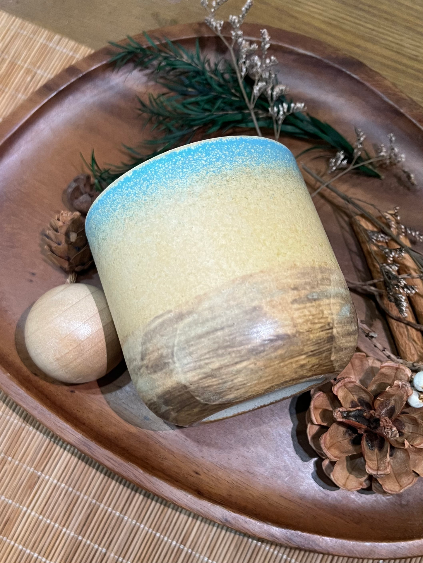 Personalized Stoneware Tumbler, Rustic Two-Tone Pottery Cup
