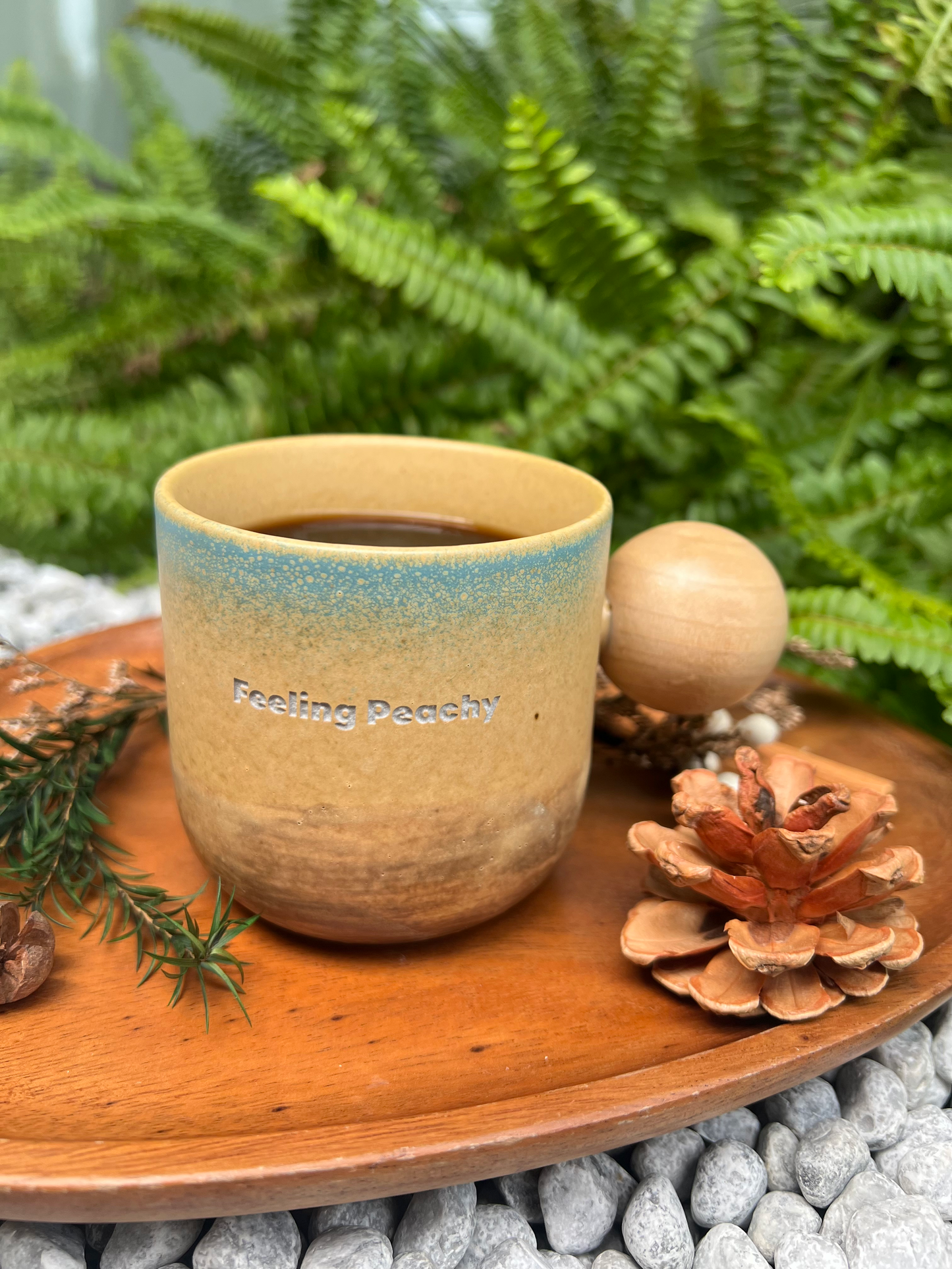 Personalized Stoneware Tumbler, Rustic Two-Tone Pottery Cup