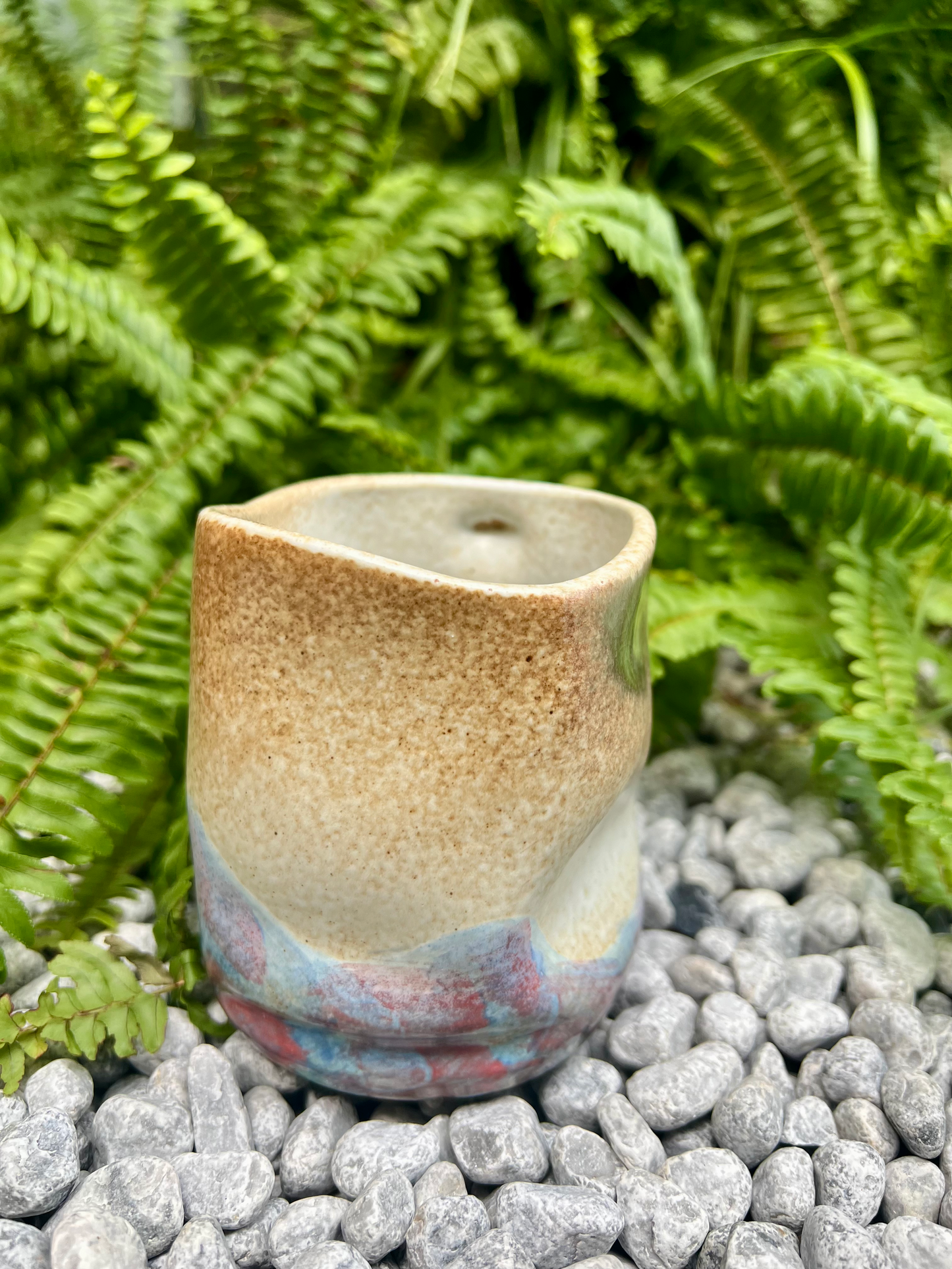 Unique Ceramic Mug with Carved Design, Rustic Two-Tone Pottery, Kiln-Fired Glaze Coffee Cup, Earthy Drinkware