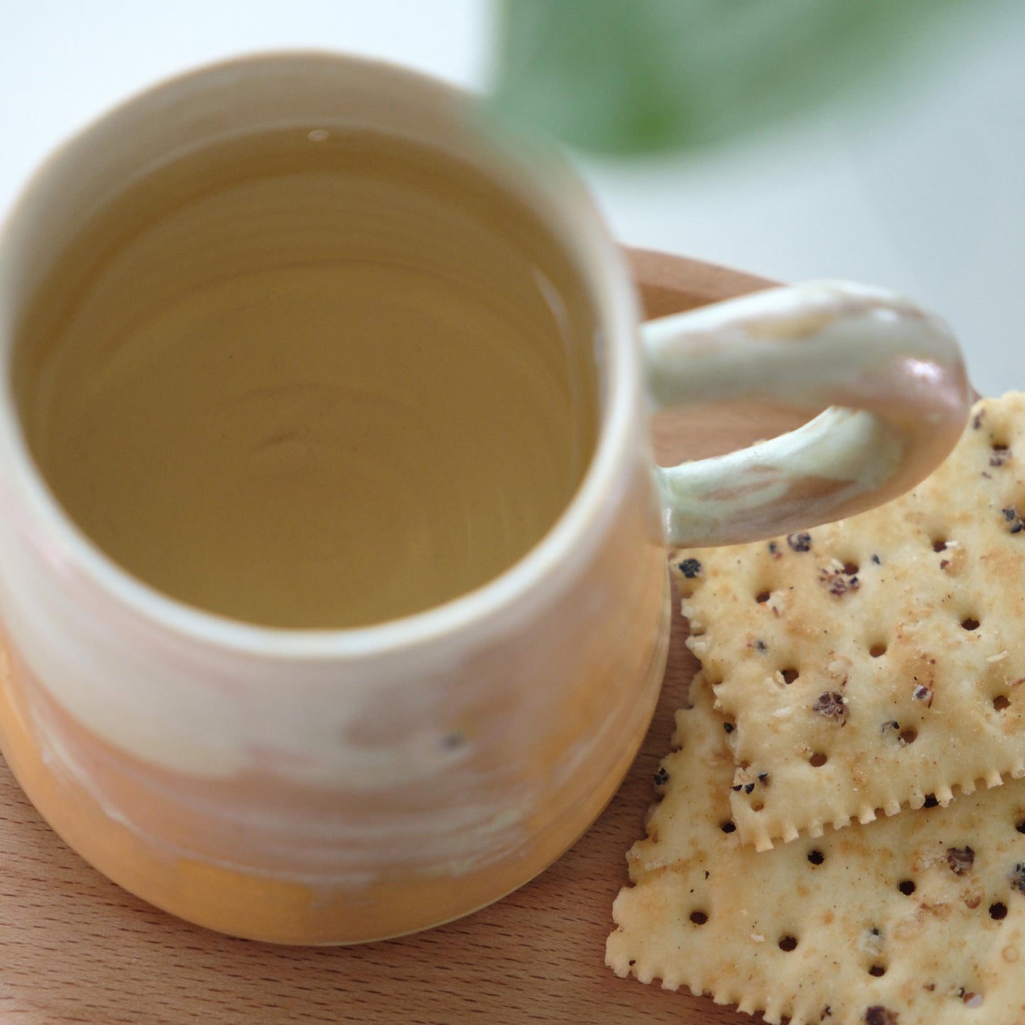 Pottery mug for Cappuccino, Hand Thrown Narrow Lip